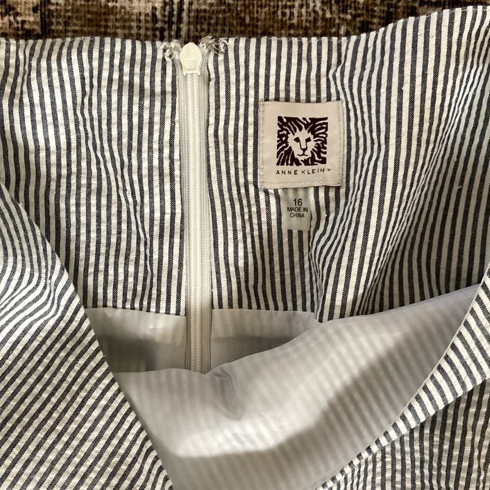 Anne Klein Navy and White Striped Midi Dress - Picture 2 of 5